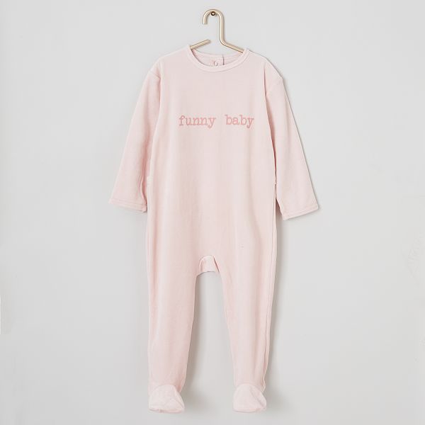 Pyjama Velours Bebe Fille Rose Funny Kiabi 1