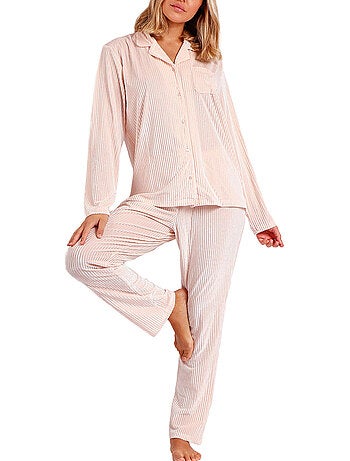 Pyjama velours tenue pantalon chemise Elegant Stripes