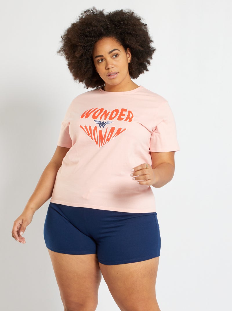 Pyjama 'Wonder Woman' rose/bleu marine - Kiabi