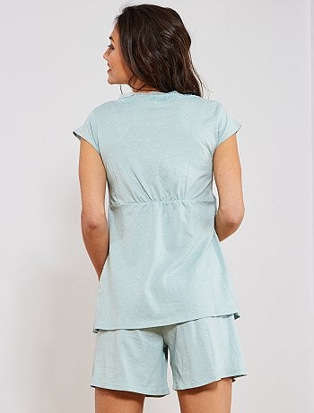 Pyjamas court de maternité en coton biologique - Kiabi