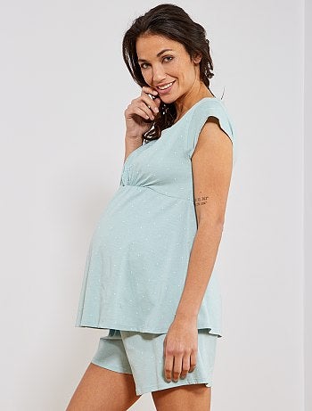 Pyjamas court de maternité en coton biologique - Kiabi