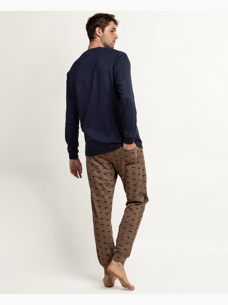 Pyjamas de style de vie à manches longues pour hommes ADMAS Bleu marine - Kiabi