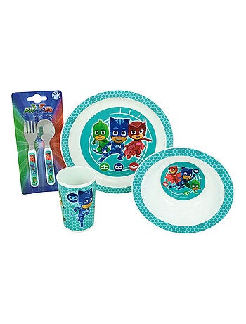 Pyjamasques Lot Vaisselle Pour Enfant Avec Verre 220 Ml
