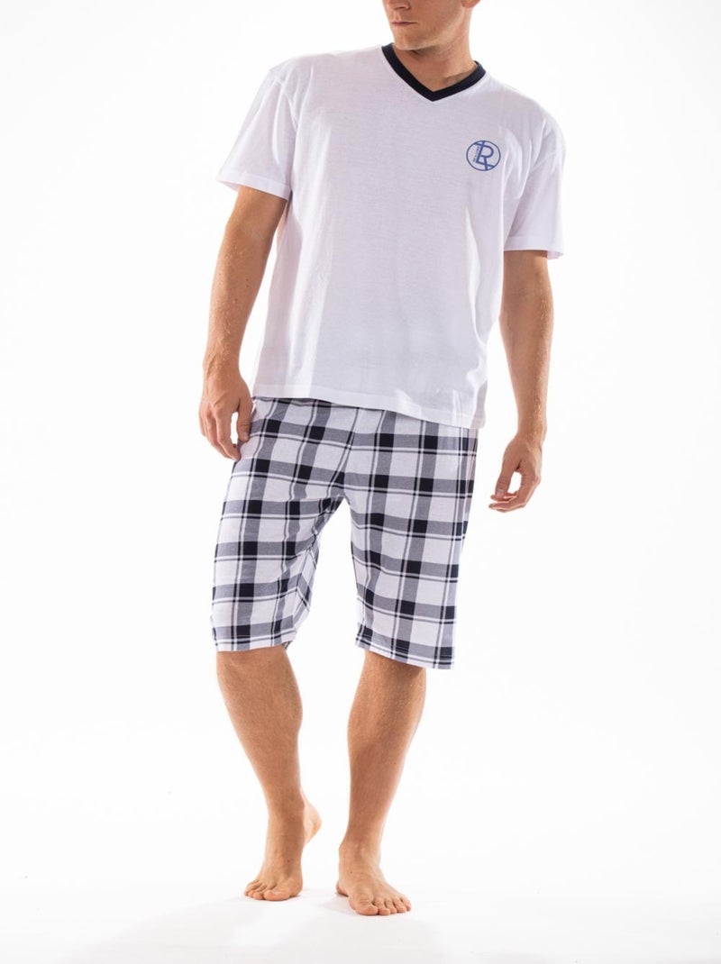 Pyjashort à carreaux colV PYJA3 'Rica Lewis' Blanc - Kiabi