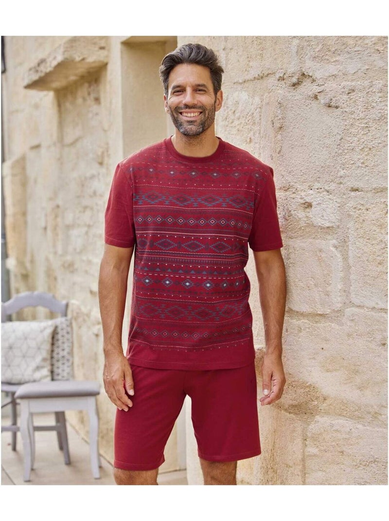 Pyjashort à Micro-Motifs  - ATLAS FOR MEN Bordeaux - Kiabi