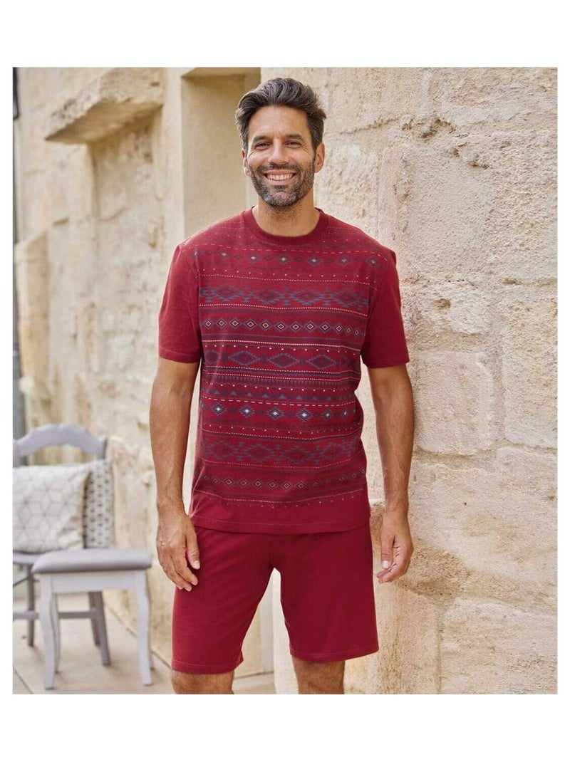 Pyjashort à Micro-Motifs  - ATLAS FOR MEN Bordeaux - Kiabi