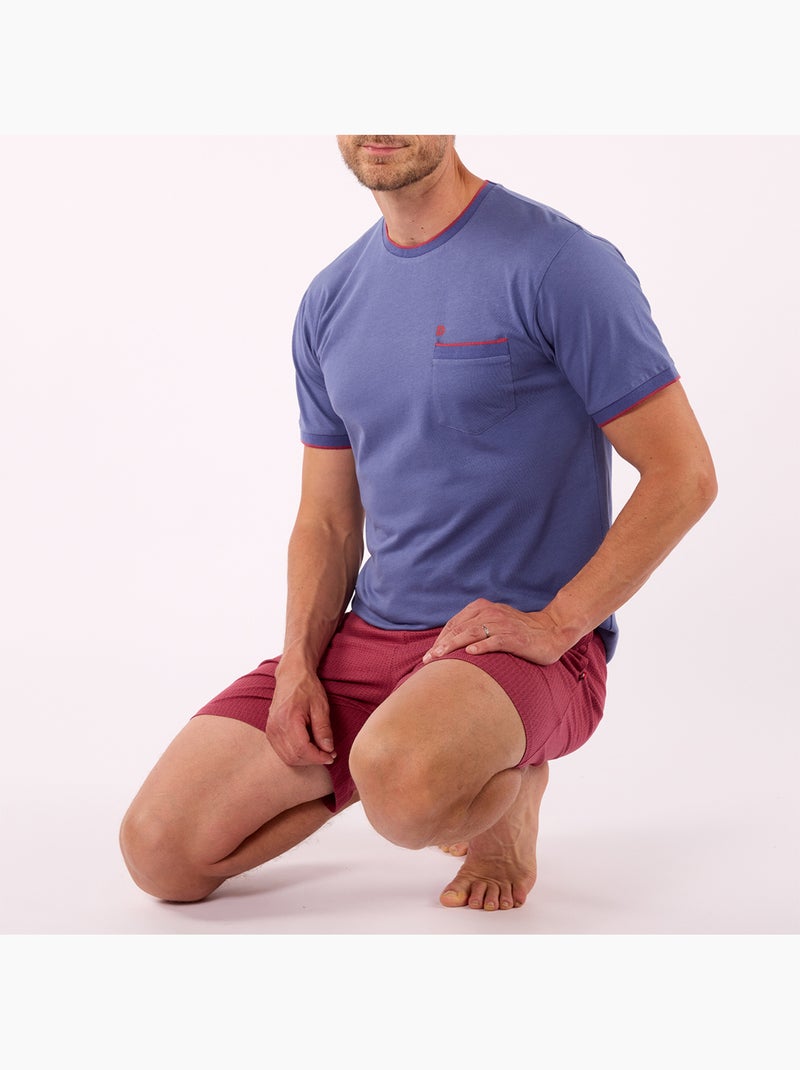 Pyjashort   BOHO Marine/rouge - DODO Bleu clair - Kiabi