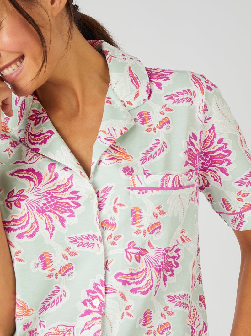 Pyjashort boutonné - Damart Bleu - Kiabi