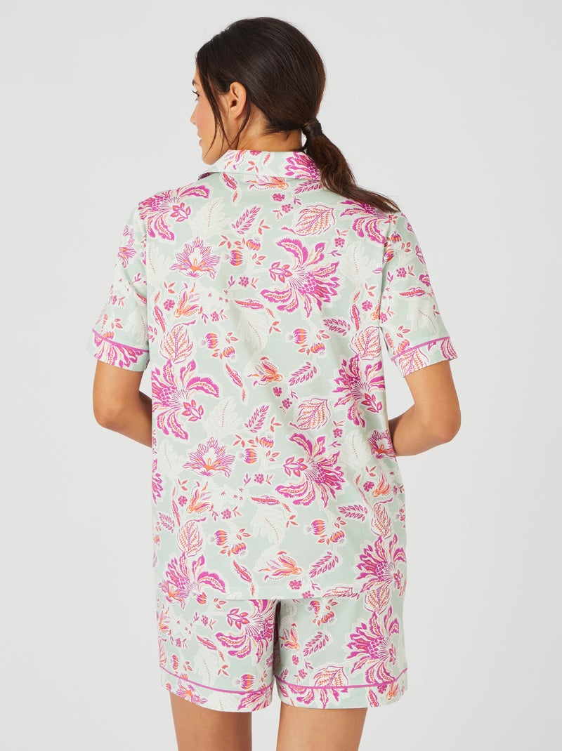 Pyjashort boutonné - Damart Bleu - Kiabi