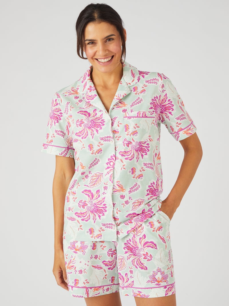 Pyjashort boutonné - Damart Bleu - Kiabi