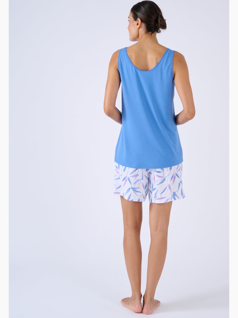 Pyjashort Climatyl en maille jersey - Damart Bleu clair - Kiabi