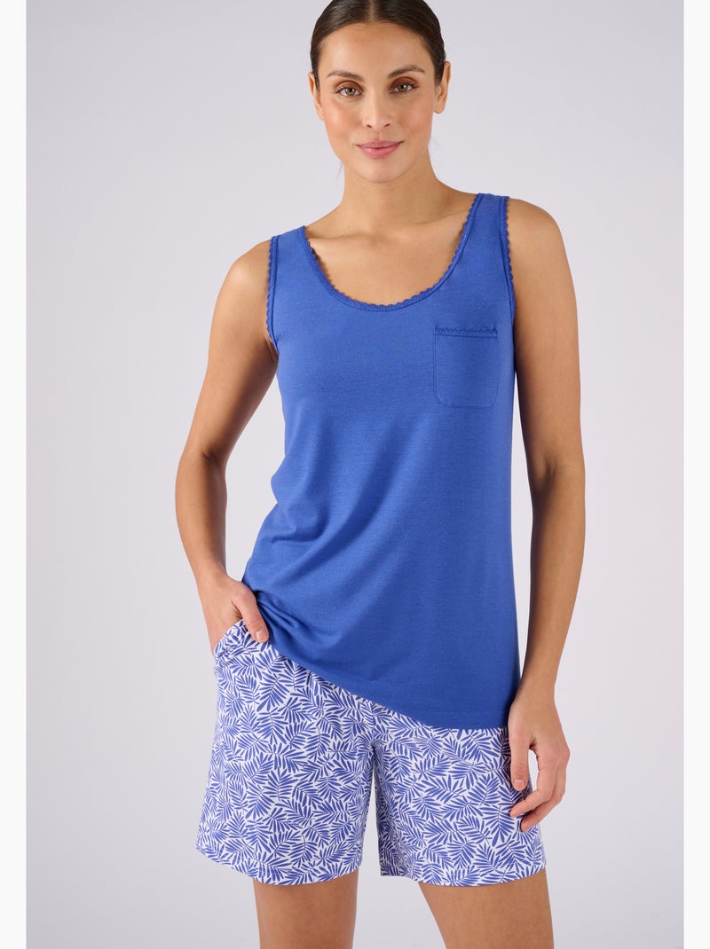 Pyjashort climatyl en maille jersey - damart Bleu marine - Kiabi