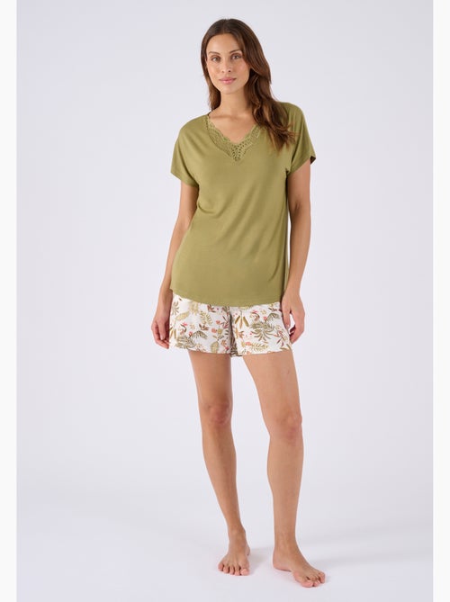 Pyjashort col dentelle - Damart - Kiabi