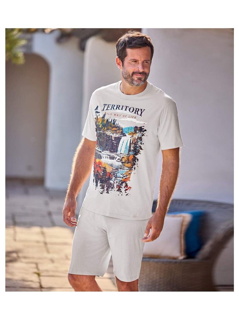 Pyjashort Col Rond Nature Authentique   - ATLAS FOR MEN Gris - Kiabi