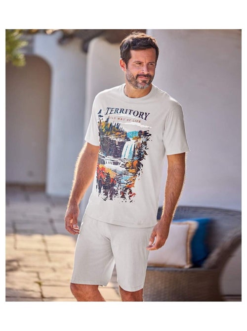 Pyjashort Col Rond Nature Authentique   - ATLAS FOR MEN - Kiabi