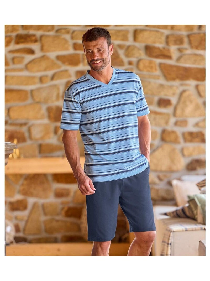 Pyjashort Coton - ATLAS FOR MEN Bleu - Kiabi