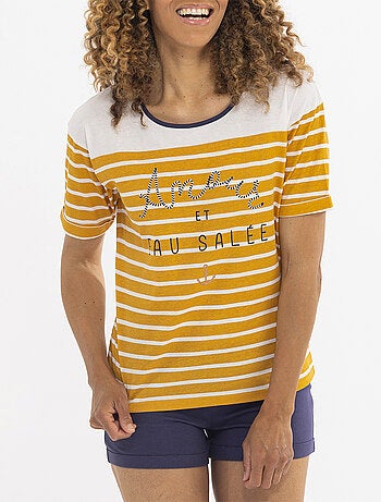 Pyjashort EAU SALEE jaune/marine - MELISSA BROWN
