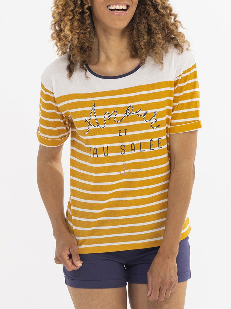 Pyjashort   EAU SALEE jaune/marine - MELISSA BROWN Jaune - Kiabi