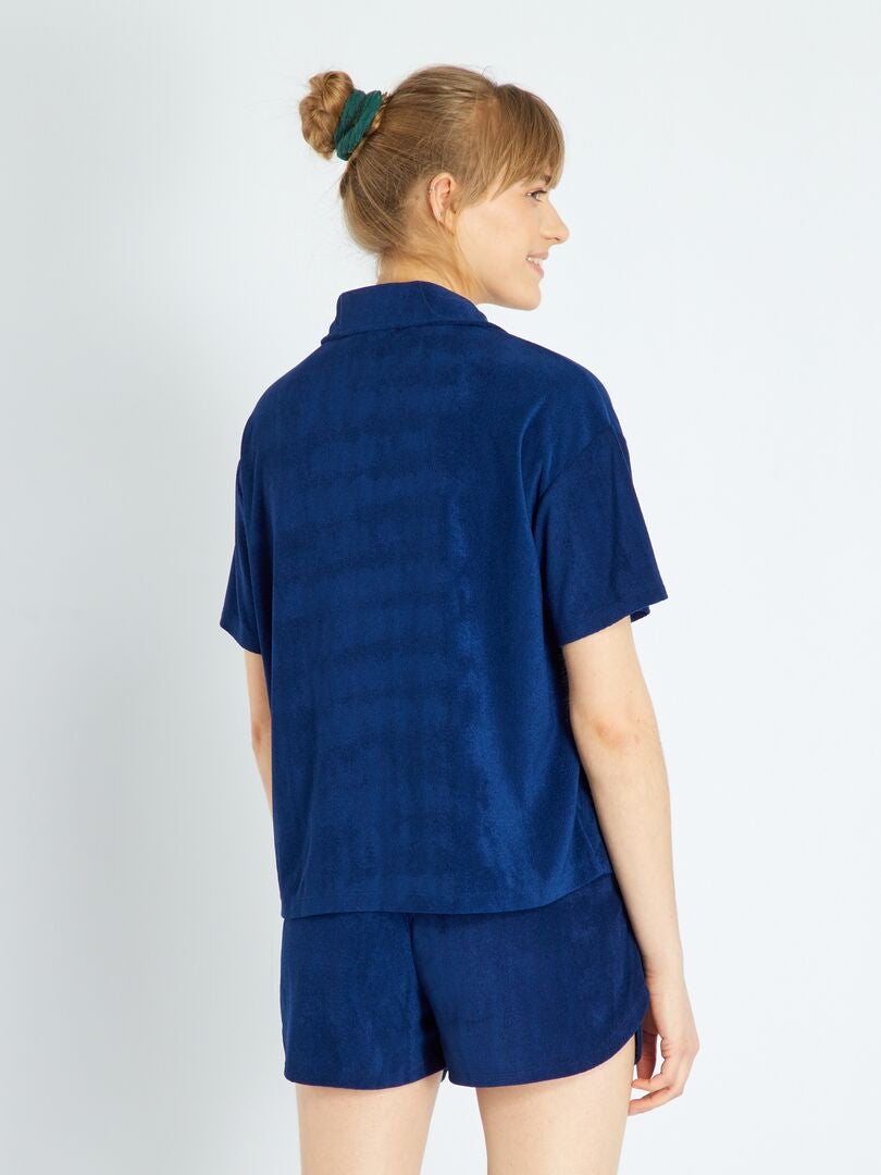 Pyjashort en éponge - 2 pièces bleu marine - Kiabi
