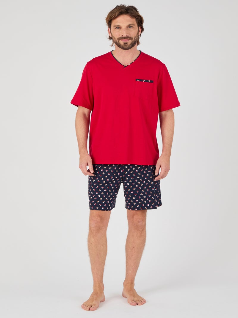 Pyjashort en maille jersey - Damart Rouge - Kiabi