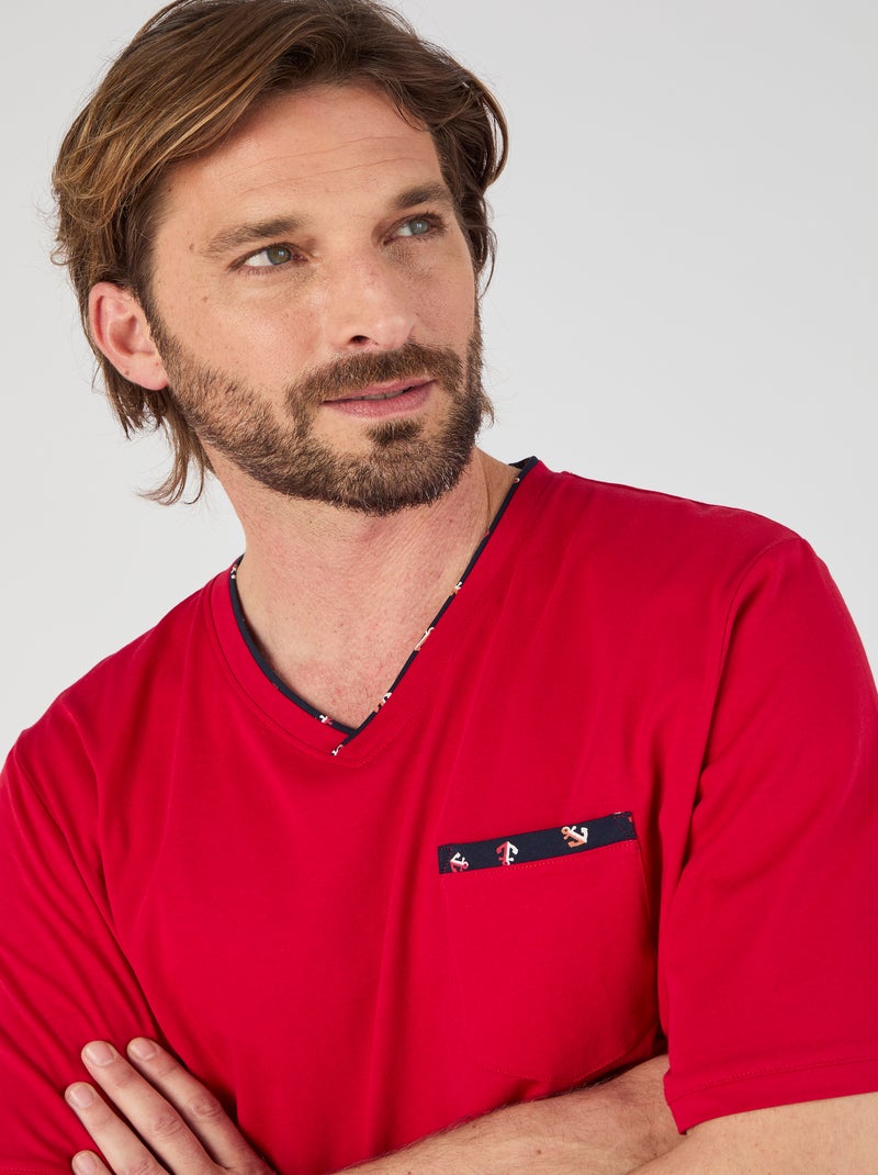 Pyjashort en maille jersey - Damart Rouge - Kiabi
