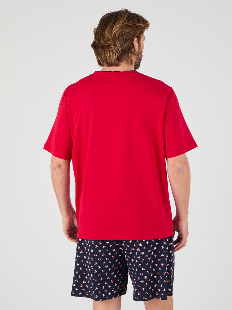 Pyjashort en maille jersey - Damart Rouge - Kiabi