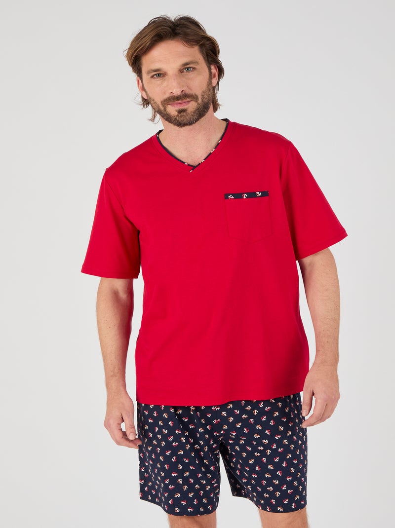 Pyjashort en maille jersey - Damart Rouge - Kiabi
