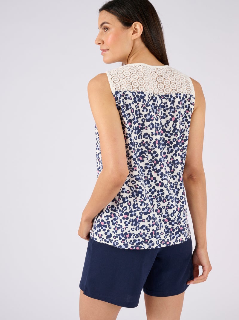 Pyjashort en maille jersey pur coton - Damart Bleu - Kiabi