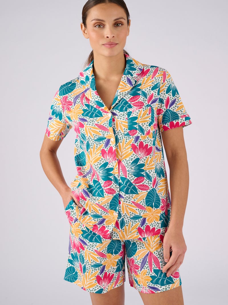 Pyjashort en maille jersey pur coton - Damart Bleu - Kiabi