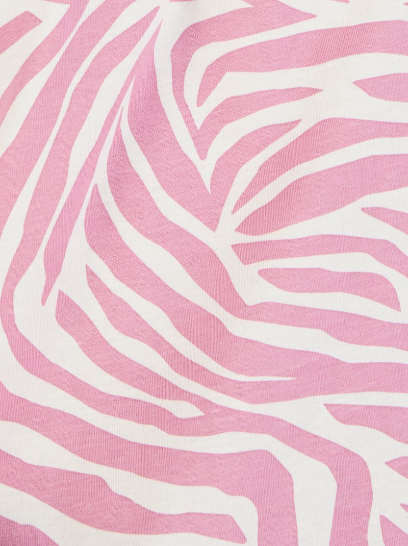 Pyjashort en pur coton peigné, détails dentelle - Damart Rose - Kiabi