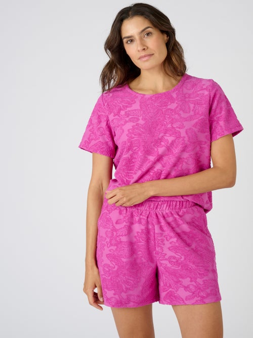 Pyjashort éponge jacquard reliéfé. - Damart - Kiabi