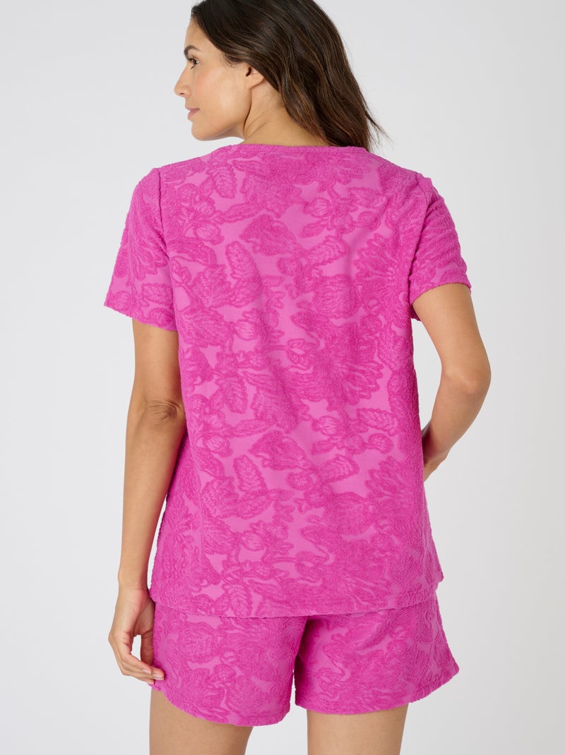 Pyjashort éponge jacquard reliéfé. - Damart Violet - Kiabi