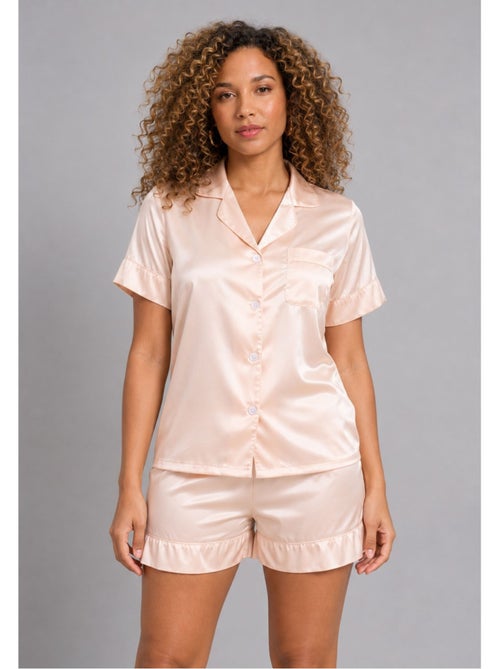 Pyjashort fluide en satin Kebello - Kiabi Pyjashort fluide en satin Kebello - Kiabi