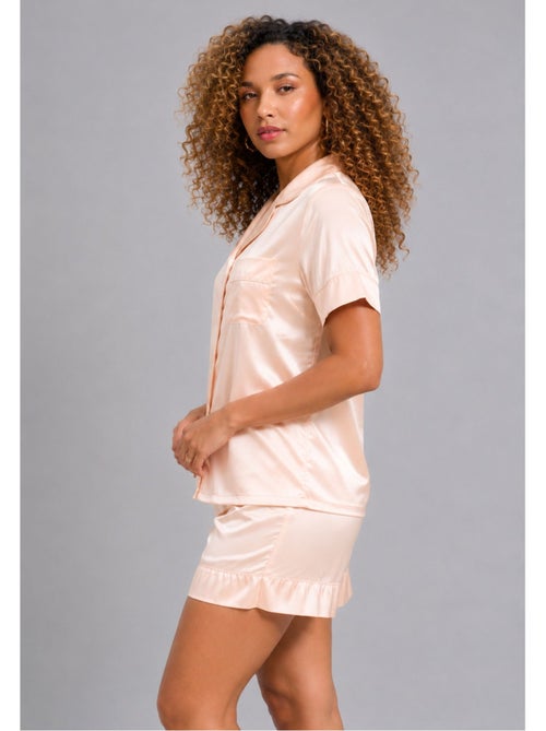 Pyjashort fluide en satin Kebello - Kiabi Pyjashort fluide en satin Kebello - Kiabi