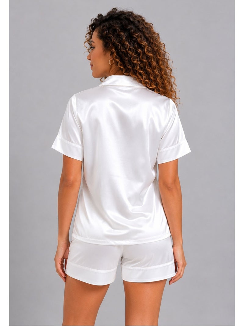Pyjashort fluide en satin Kebello Blanc - Kiabi