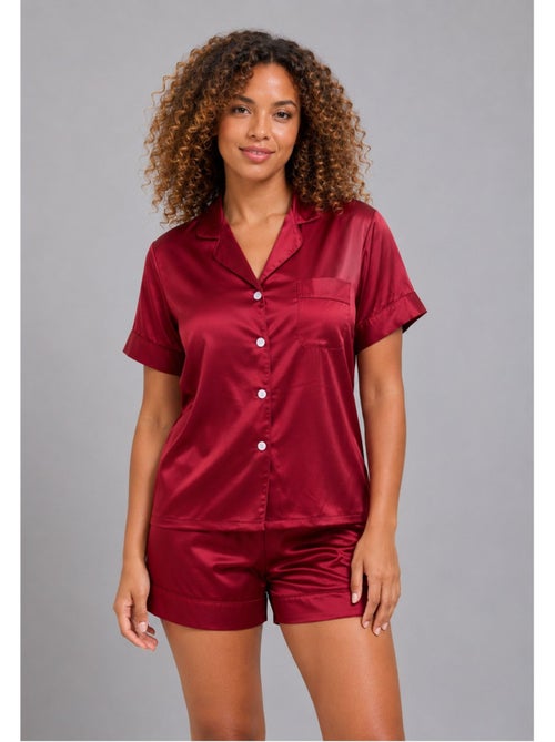 Pyjashort fluide en satin Kebello - Kiabi Pyjashort fluide en satin Kebello - Kiabi