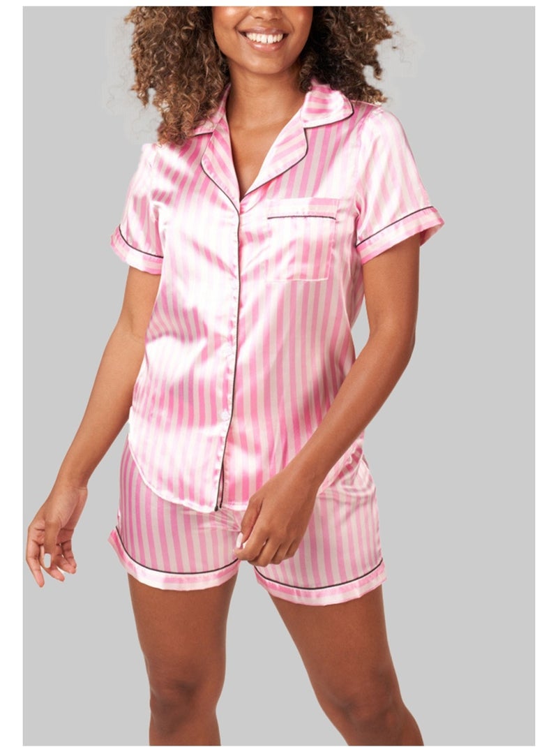 Pyjashort fluide en satin Kebello Rose - Kiabi
