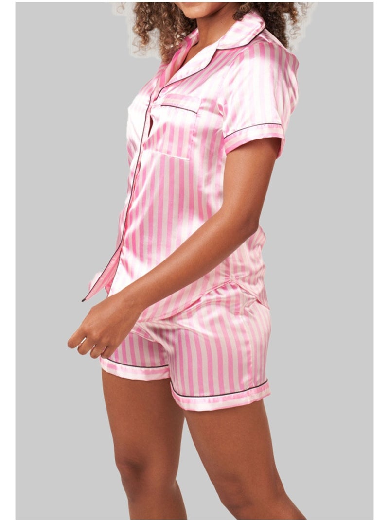 Pyjashort fluide en satin Kebello Rose - Kiabi