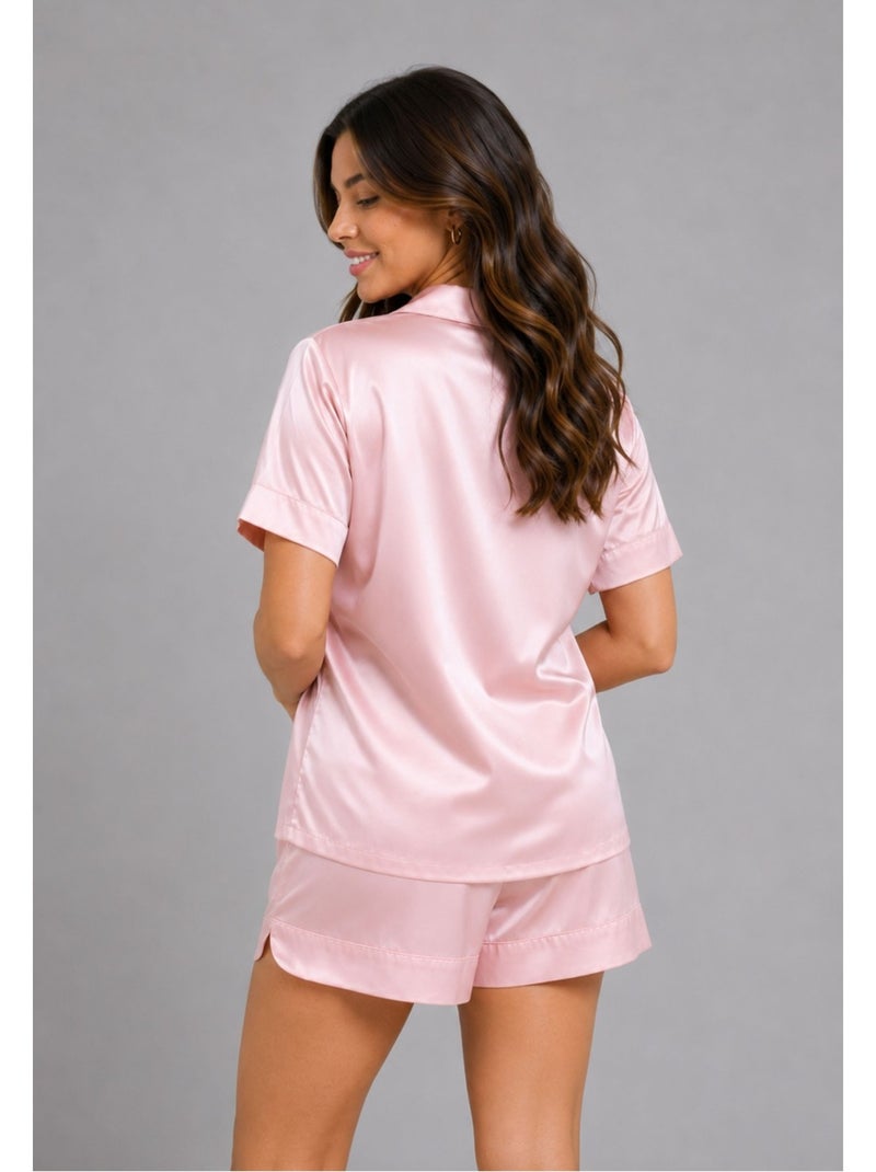 Pyjashort fluide en satin Kebello Rose - Kiabi