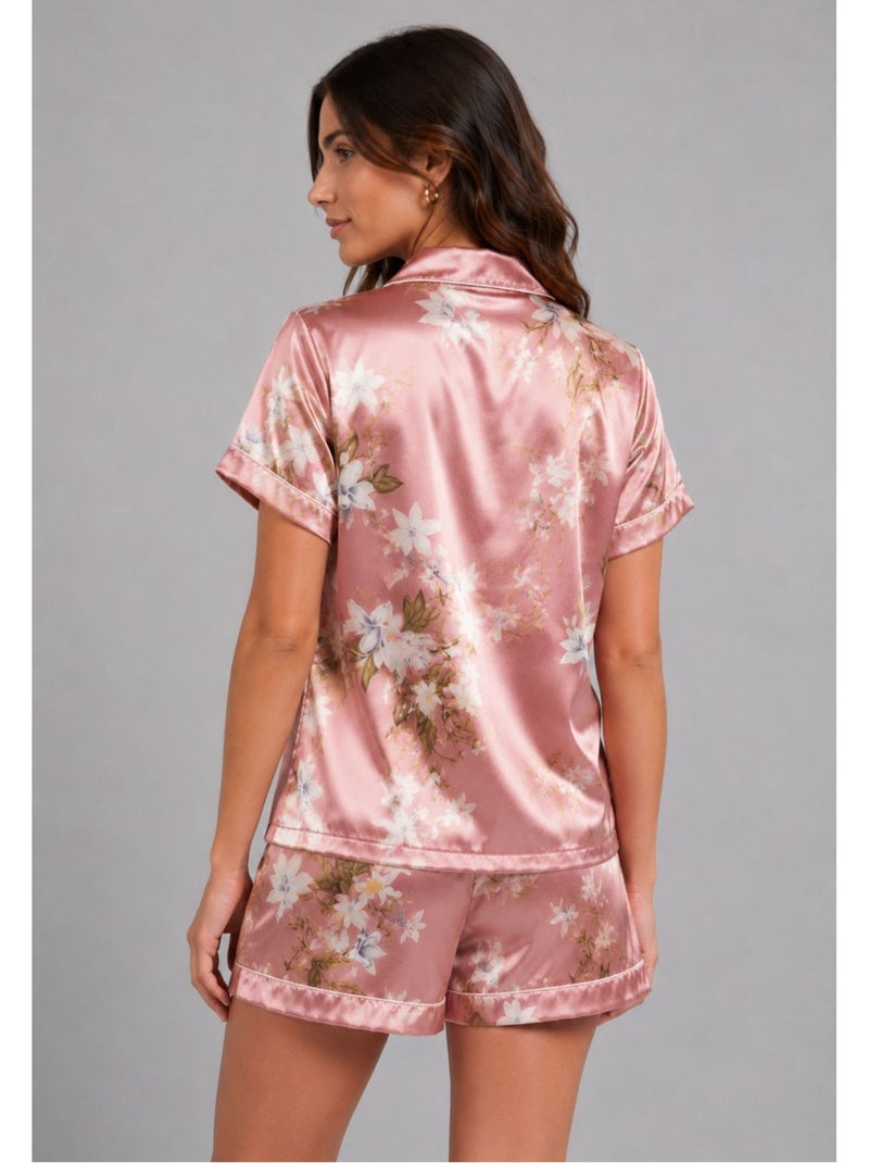 Pyjashort fluide en satin Kebello Rose - Kiabi