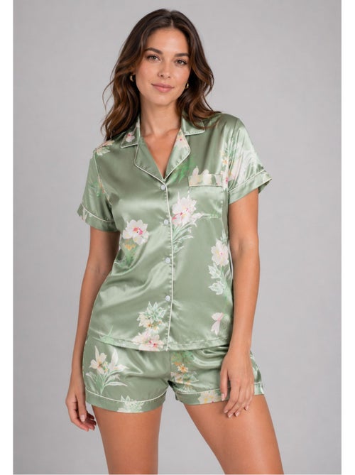 Pyjashort fluide en satin Kebello - Kiabi Pyjashort fluide en satin Kebello - Kiabi