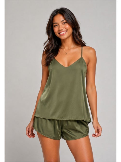 Pyjashort fluide en satin Kebello - Kiabi Pyjashort fluide en satin Kebello - Kiabi