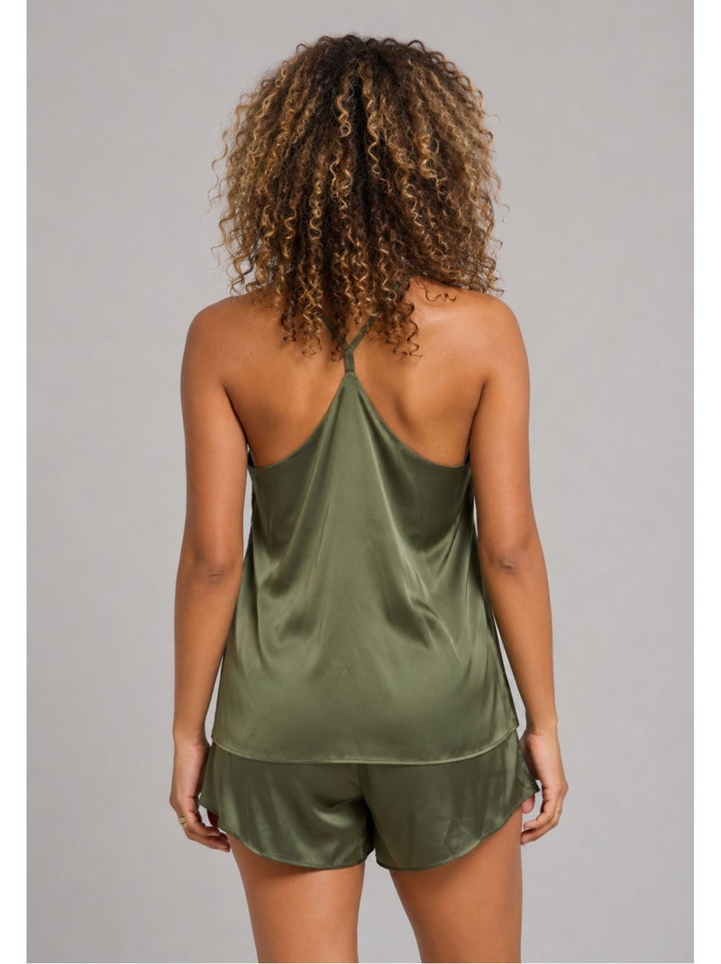 Pyjashort fluide en satin Kebello Vert - Kiabi