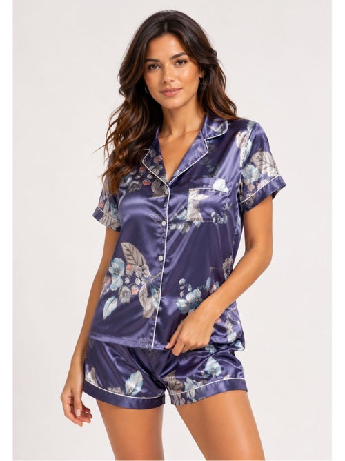 Pyjashort fluide en satin Kebello - Kiabi Pyjashort fluide en satin Kebello - Kiabi