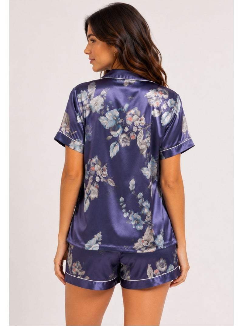 Pyjashort fluide en satin Kebello Violet - Kiabi