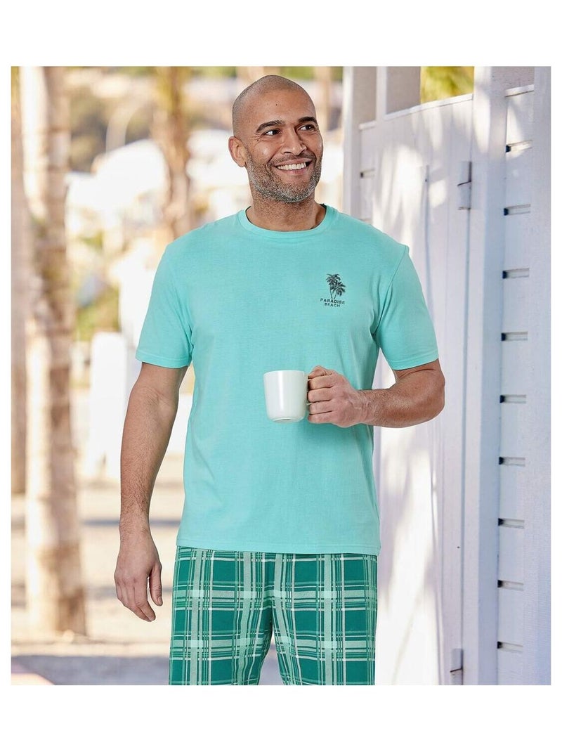 Pyjashort Jersey Paradise Beach  - ATLAS FOR MEN Bleu turquoise - Kiabi