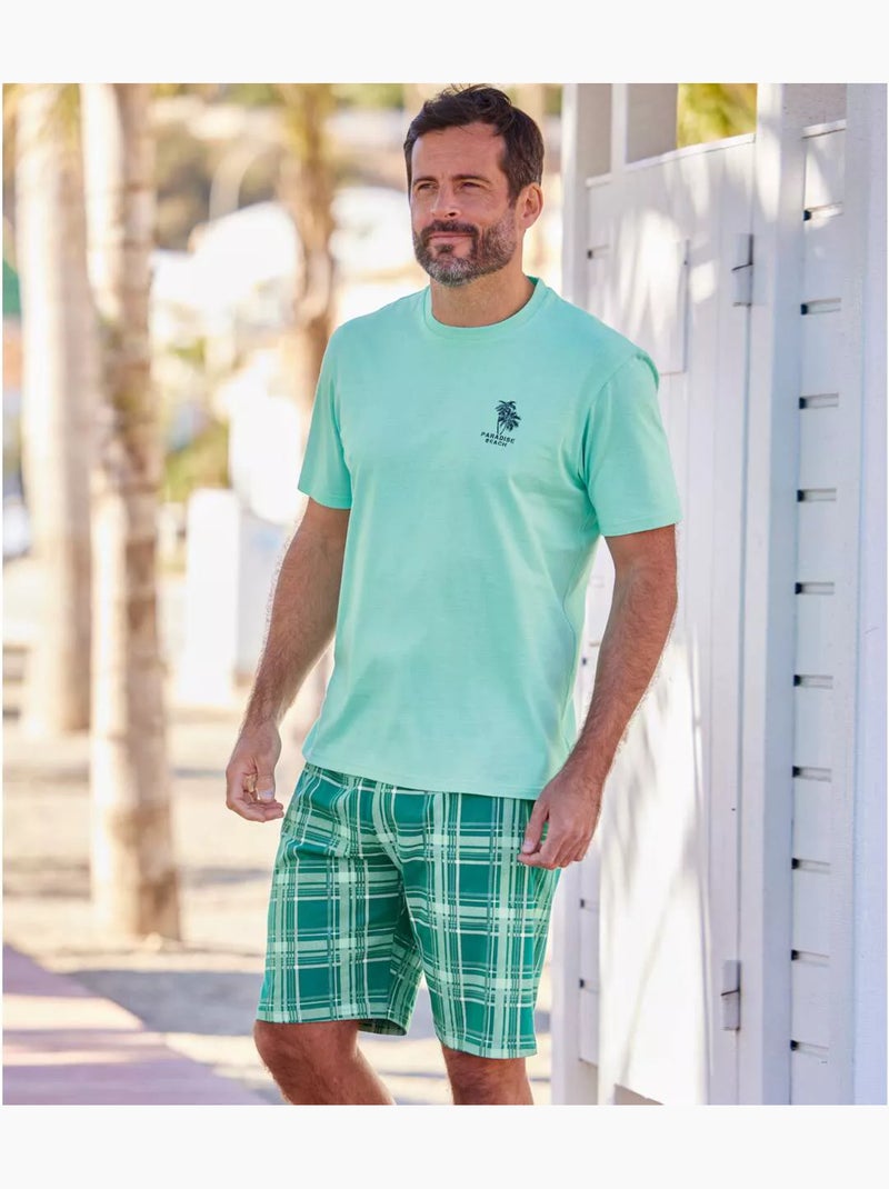Pyjashort Jersey Paradise Beach  - ATLAS FOR MEN Bleu turquoise - Kiabi