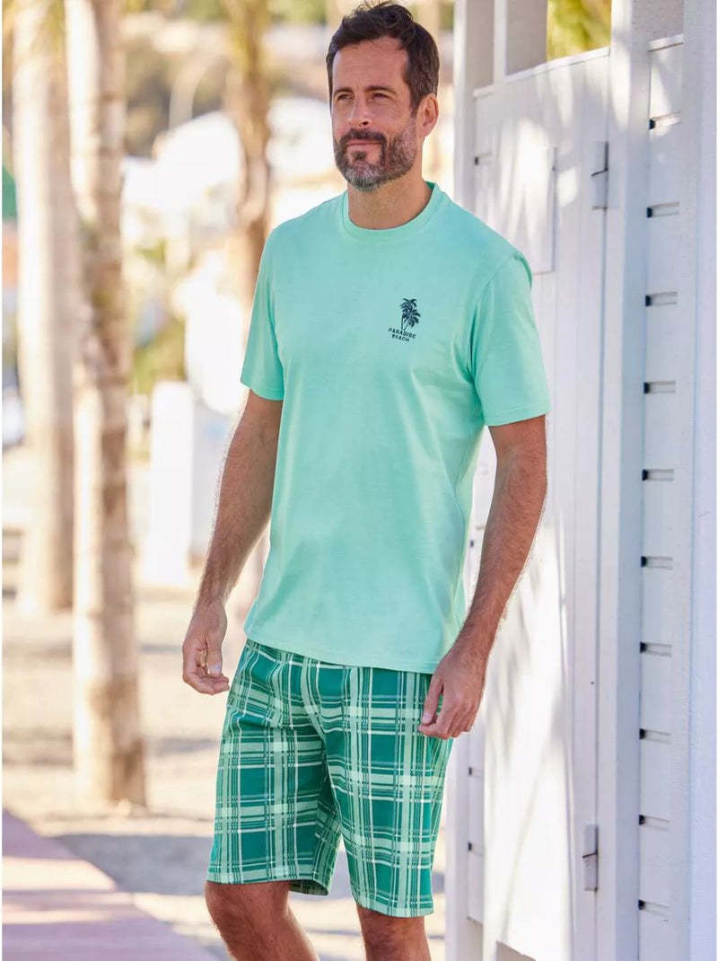 Pyjashort Jersey Paradise Beach  - ATLAS FOR MEN Bleu turquoise - Kiabi