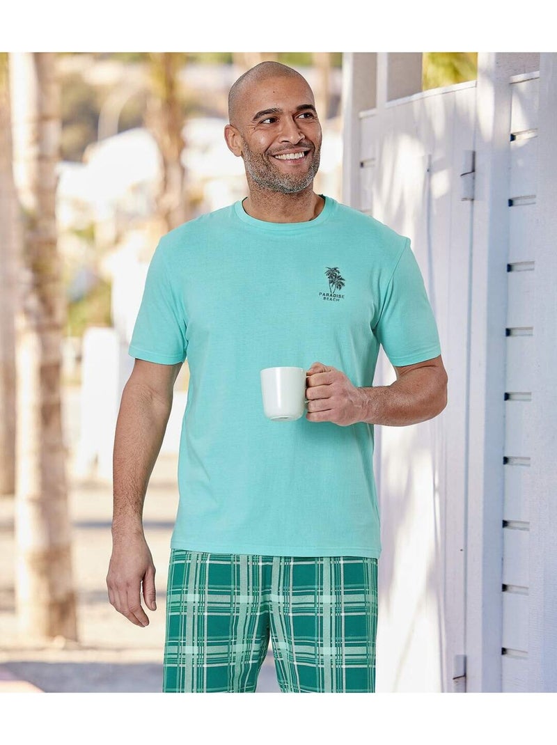 Pyjashort jersey paradise beach  - atlas for men Bleu turquoise - Kiabi