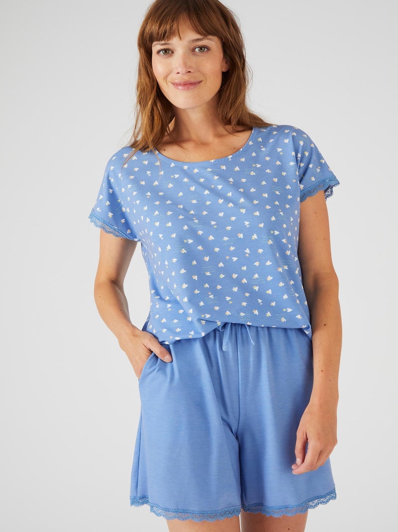 Pyjashort maille jersey Climatyl  - Damart Bleu - Kiabi